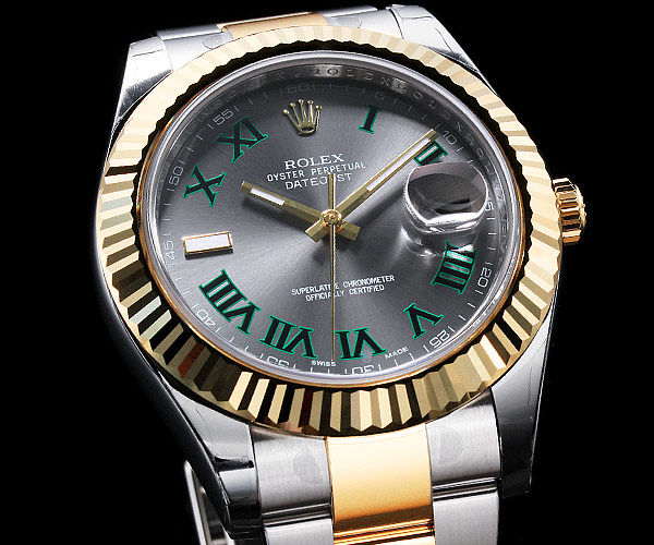 116333 grey dial green Roman numerals Rolex Datejust 41