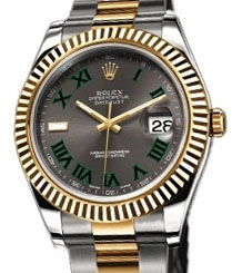 116333 grey dial green Roman numerals Rolex Datejust 41