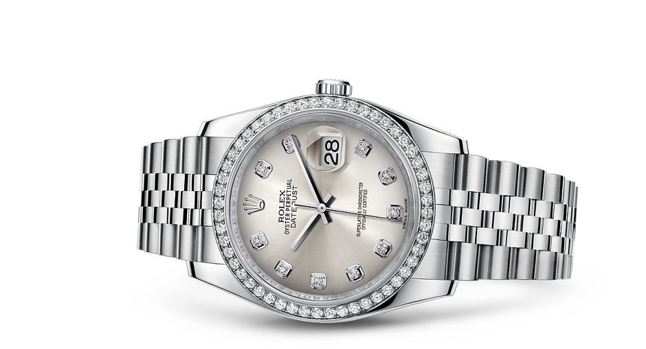 116244 Silver set with diamonds Jubilee Bracelet Rolex Datejust 36