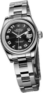 179160 black concentric Arabic dial Oyster Rolex Lady-Datejust 26 Archive