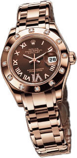 80315 chocolate brown diamond Roman IV dial Rolex Pearlmaster