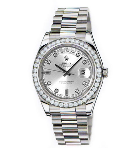218349 silver diamond dial   Rolex Day-Date II Archive
