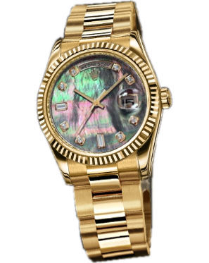 118238 dark mother of pearl dial Diamond Rolex Day-Date 36