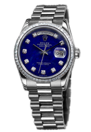 118399 blue dial baguet diamond Rolex Day-Date 36