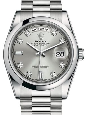 118206 Silver set with diamonds Rolex Day-Date 36