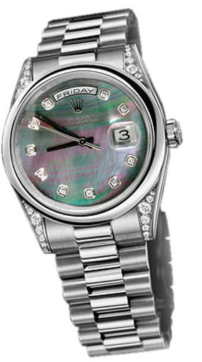118296  dark mother of pearl dial Rolex Day-Date 36