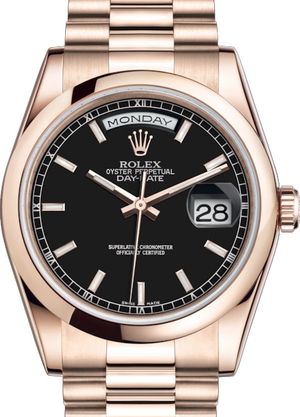 118205 Black with long-lasting blue luminescence Rolex Day-Date 36