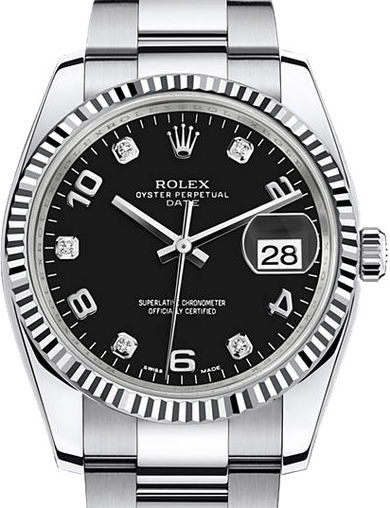 115234 black dial five diamond Rolex Oyster Perpetual