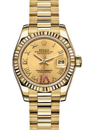 179178  champagne dial roman numerals rubies Rolex Lady-Datejust 26 Archive