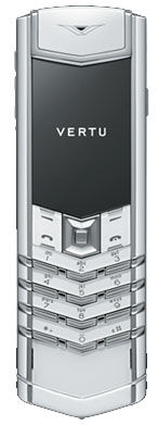 Polished Stainless Steel White Saphire White Leath Vertu Signature