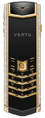 Yellow Gold Full Pave Diamond Bezel Black Ceramic  Vertu Signature