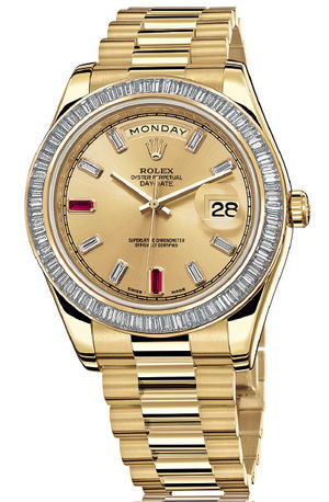 218398 BR champagne diamond rubin dial Rolex Day-Date II Archive