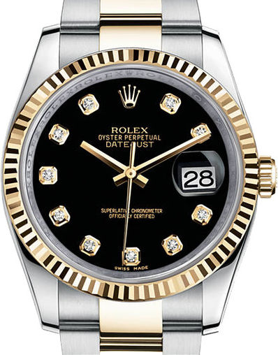 116233 Black set with diamonds Oyster Bracelet Rolex Datejust 36