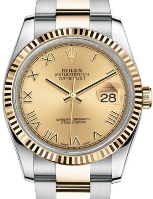 116233 Champagne Roman numerals Oyster Rolex Datejust 36