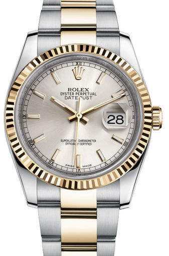 116233 silver index dial Oyster Rolex Datejust 36