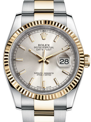 116233 silver index dial Oyster Rolex Datejust 36