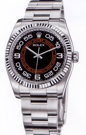 116034 black and orange dial Arabic  Rolex Oyster Perpetual