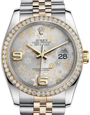 116243 Silver floral motif Rolex Datejust 36