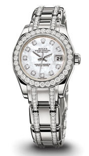 80299 mother of pearl dial diamond dial dia bracel Rolex Pearlmaster