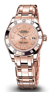 80315 pink diamond Roman IV dial Rolex Pearlmaster