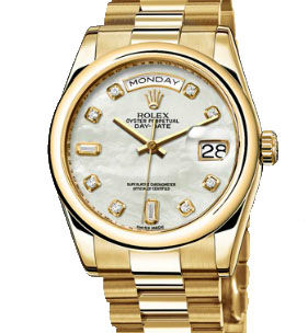 118208 White mother-of-pearl set with diamonds Rolex Day-Date 36