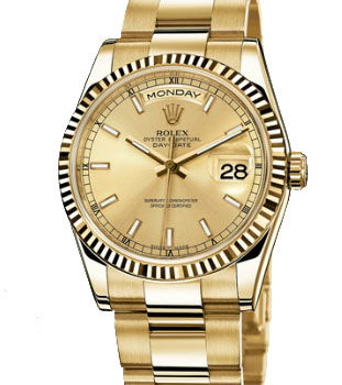 118238 champagne dial  index Oyster Rolex Day-Date 36