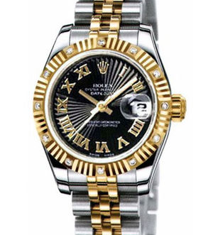 179313 Black Sunbeam dial  Roman numerals Rolex Lady-Datejust 26 Archive
