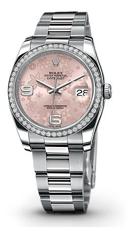116244 Pink floral motif Oyster Bracelet Rolex Datejust 36