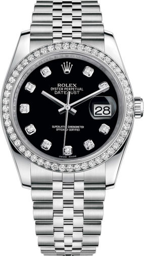 116244 Black set with diamonds Jublilee Bracelet Rolex Datejust 36