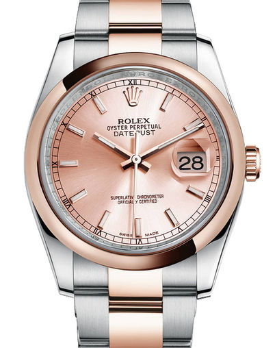 116201 pink index dial Oyster Rolex Datejust 36