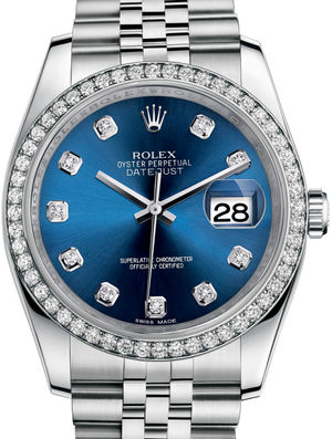 116244 Blue set with diamonds Jubilee Bracelet Rolex Datejust 36