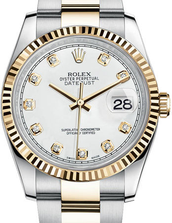 116233 white diamond dial Oyster Rolex Datejust 36