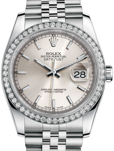 116244 Silver index Jubilee Bracelet Rolex Datejust 36