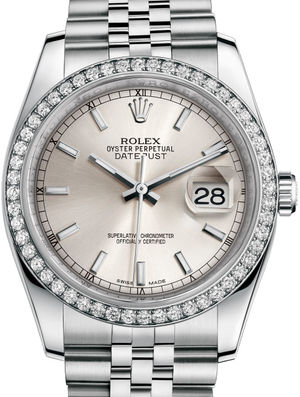 116244 Silver index Jubilee Bracelet Rolex Datejust 36