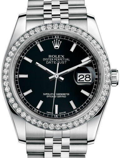 116244 Black index Jublilee Bracelet Rolex Datejust 36