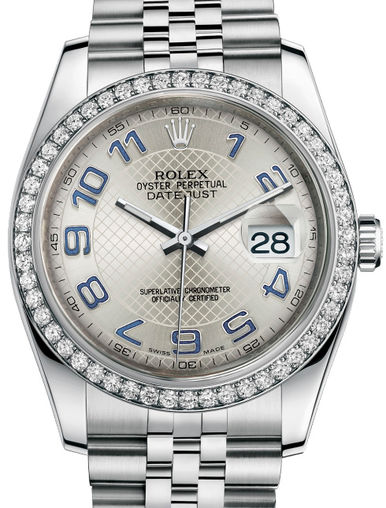 116244 Silver decorated blue Arabic Jubilee  Rolex Datejust 36