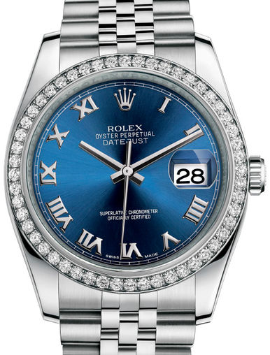 116244 Blue Roman Jubilee Bracelet Rolex Datejust 36