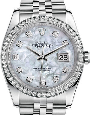 116244 White mother-of-pearl diamonds Jubilee Rolex Datejust 36