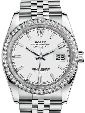 116244 White index Jublilee Bracelet Rolex Datejust 36