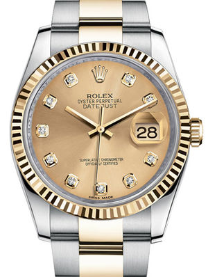 116233 champagne diamond dial Oyster Rolex Datejust 36