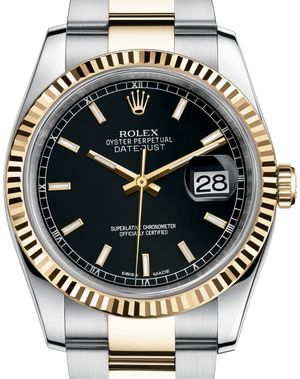 116233 black index dial Oyster Rolex Datejust 36