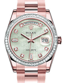 118395BR Pink Gold Oxford Diamonds Rolex Day-Date 36