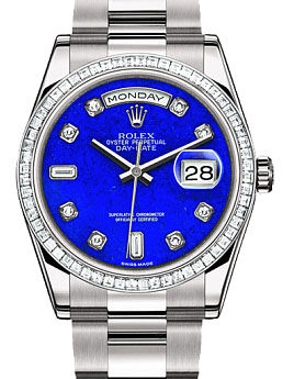 118399BR White Gold Blue Lapis Diamonds Rolex Day-Date 36