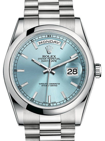 118206 Ice blue index dial Rolex Day-Date 36