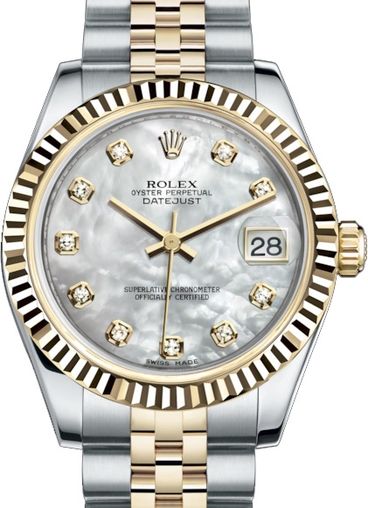 178273 White mother-of-pearl set with diamonds Rolex Datejust 31