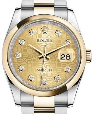 116203 Champagne Jubilee design diamonds Oyster Rolex Datejust 36