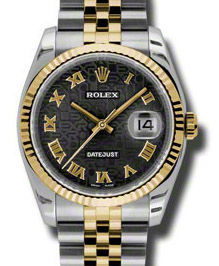 116233 black Jubilee Roman numerals dial Jubilee Rolex Datejust 36