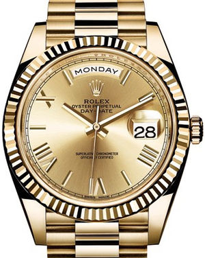 228238 champagne bevelled deconstructed Roman Rolex Day-Date 40