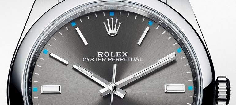 114300 Dark rhodium dial Rolex Oyster Perpetual