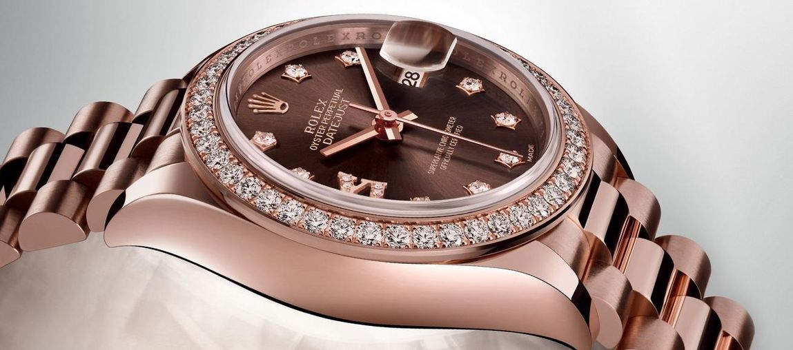 279135RBR Chocolate set with diamonds dial Rolex Lady-Datejust 28